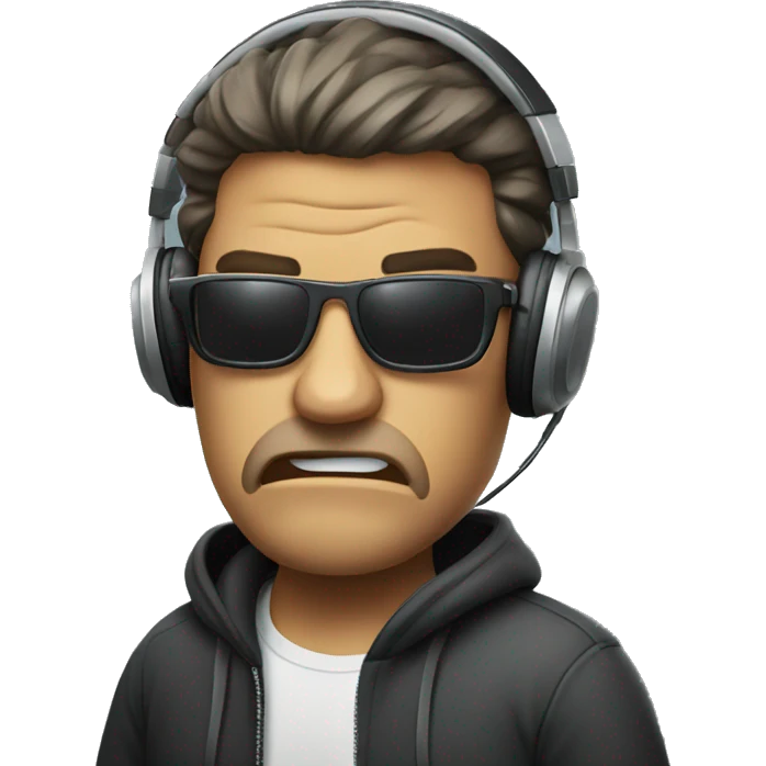 angry man with headphones and sunglasses emoji