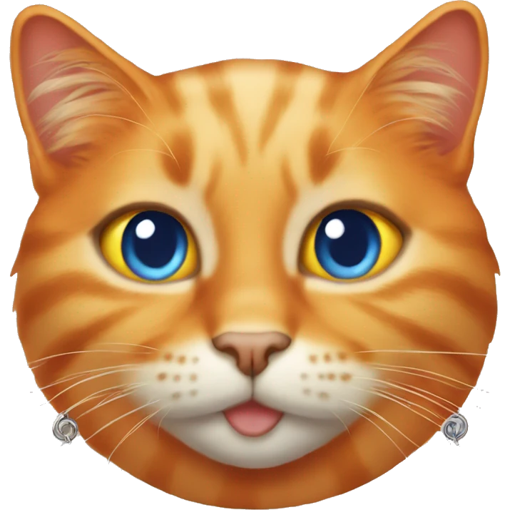 Orange cat with blue necklace emoji