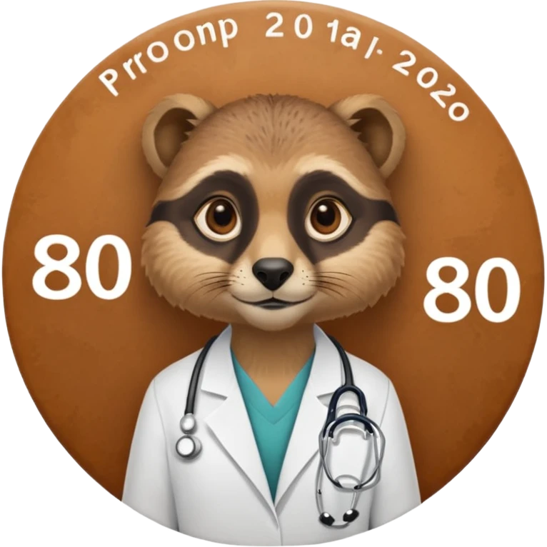 Suricate médecin avec écris "805" et "promo 2025-2030" avec un cercle rond au fond emoji
