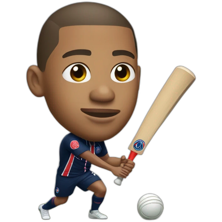 Mbappe playing cricket in PSG jersey  emoji