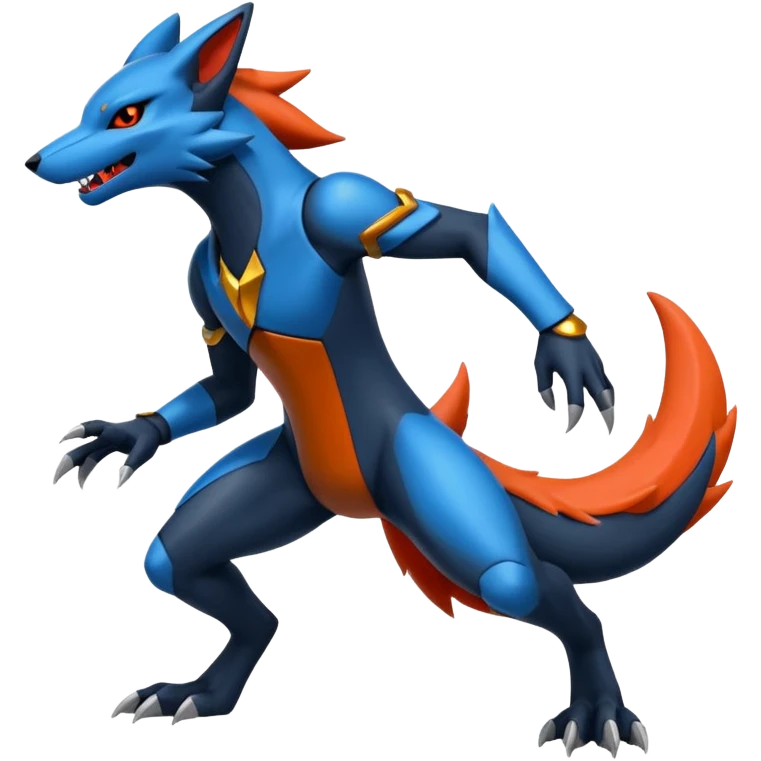 Edgy futuristic Zoroark-Salandit-Lucario-fusion emoji