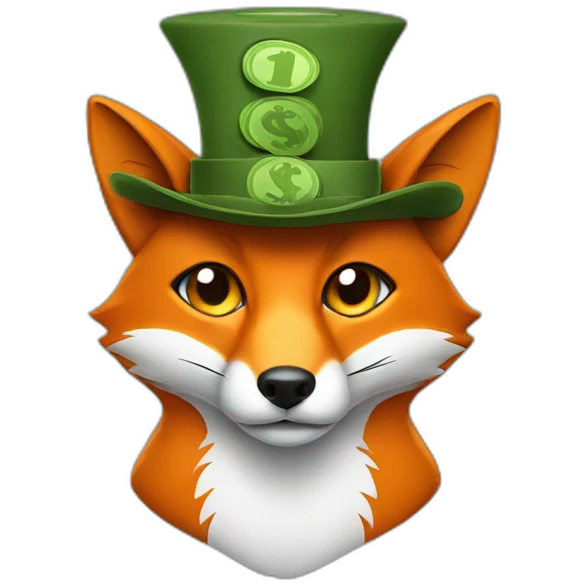 fox with money eyes in a funny hat emoji