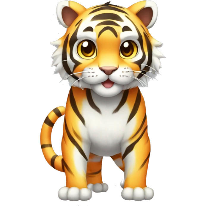 Colorful Shiny Kawaii Cute Blue-striped Tiger-Fakémon-Pokémon full body emoji