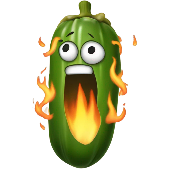 A pickle on Fire emoji