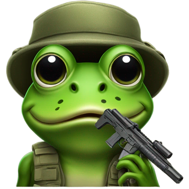 military frog with gun emoji
