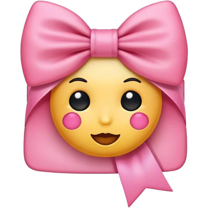 ايموجي مستحي وفيه فيونكه ورديه  emoji