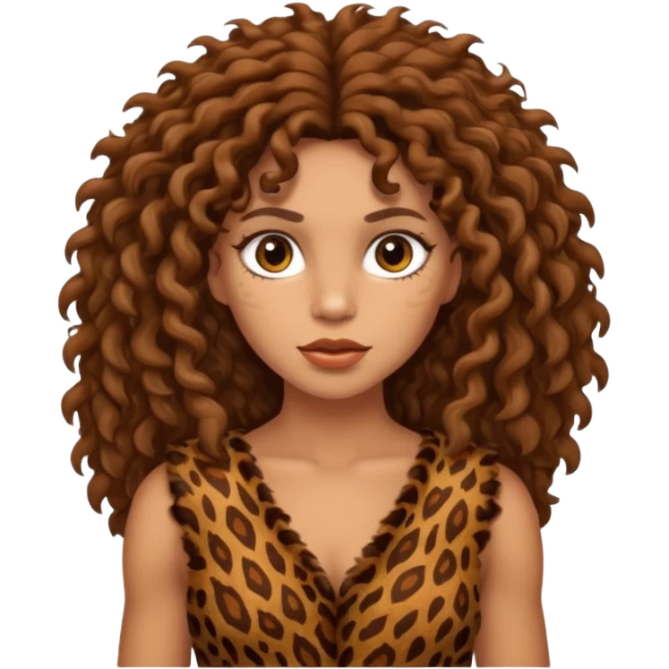 cavewoman with brown curly hair emoji