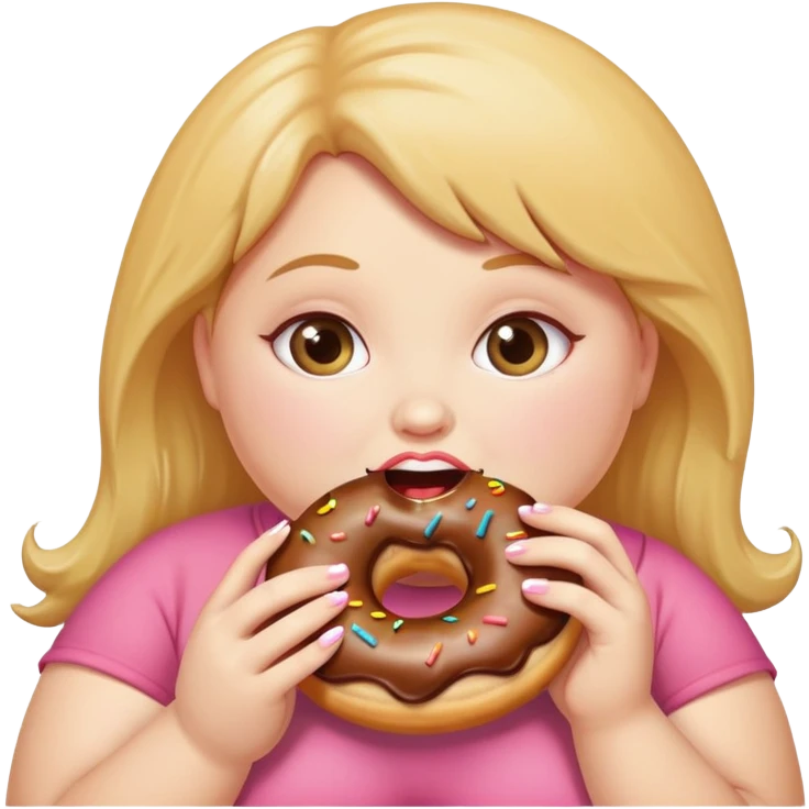 Fat girl eating donut  emoji