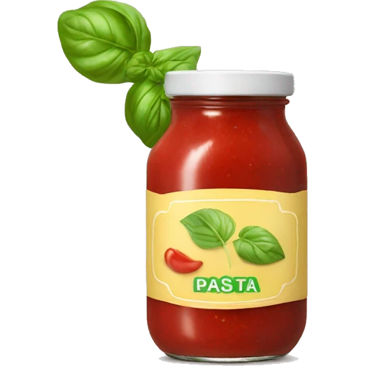 a jar of pasta sauce with no pasta on top and a picture of basil on it emoji