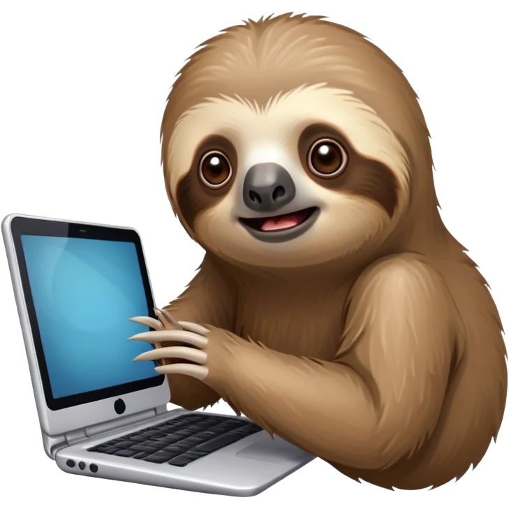 A surprised sloth disturbed from a computer emoji