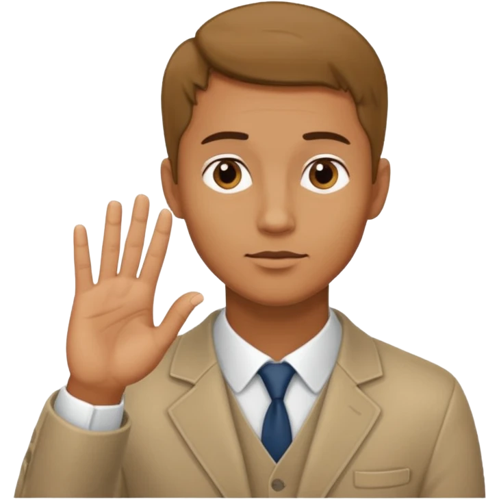 the man is deep in thought, raised one hand, showing something emoji