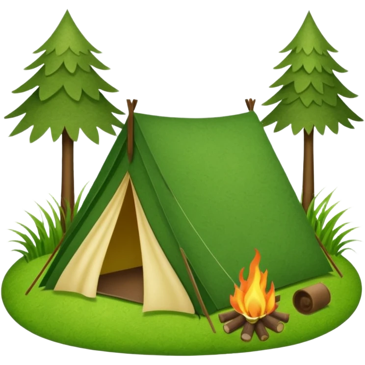 Camping sign of grass made of felt texture, scrapbooking style, transparent background emoji