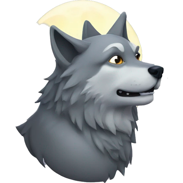 Moon with a wolf emoji