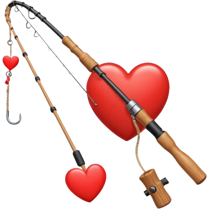 Fishing pole with heart caught  emoji