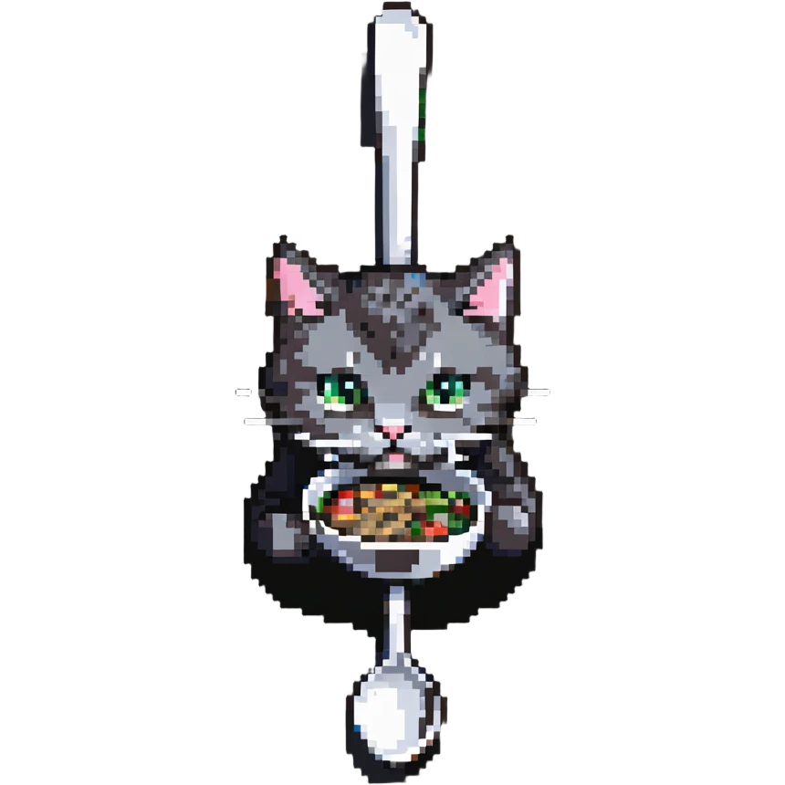cat eating from a spoon emoji