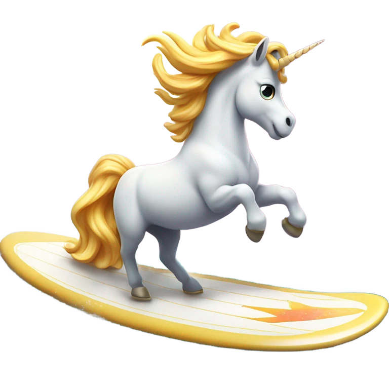 Unicorn on a surf board  emoji