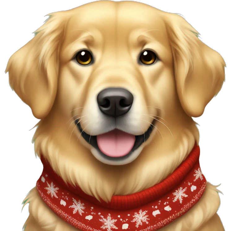 Golden retriever wearing Christmas sweater emoji