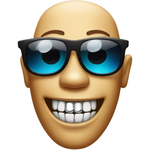 movie star with sunglases and shiny teeth that are replaced with diamonds emoji