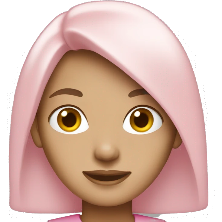 Brunette wearing light pink emoji