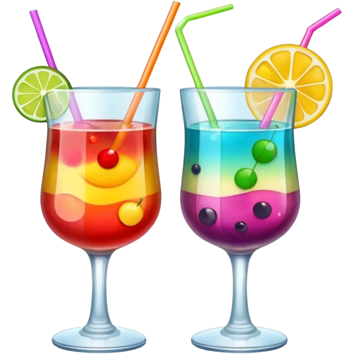 two realistic glasses of cocktail in emoji style emoji