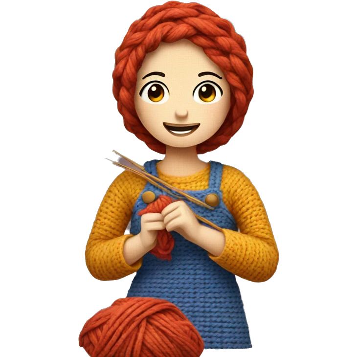 Yarn girl crocheting  emoji