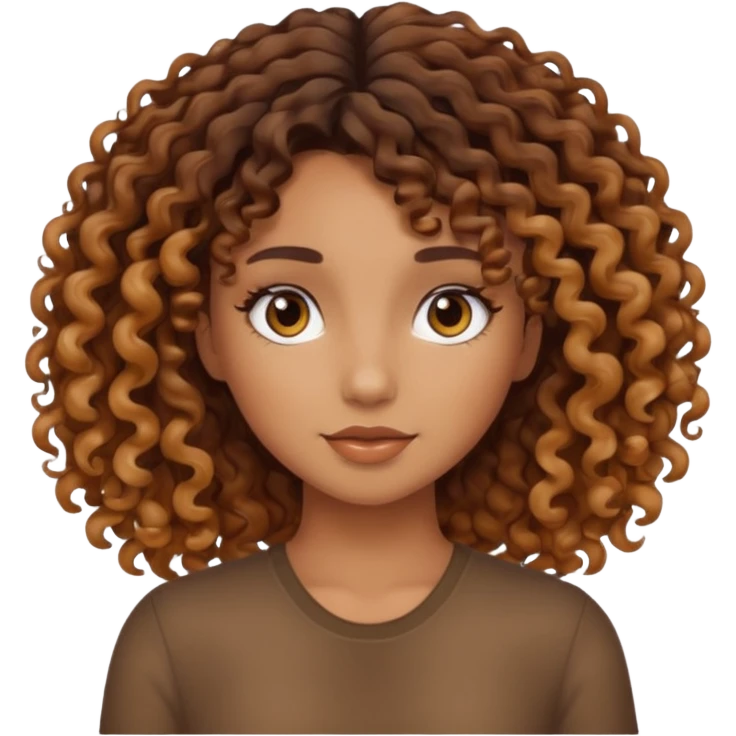 Tan girl curly ombré brown hair emoji