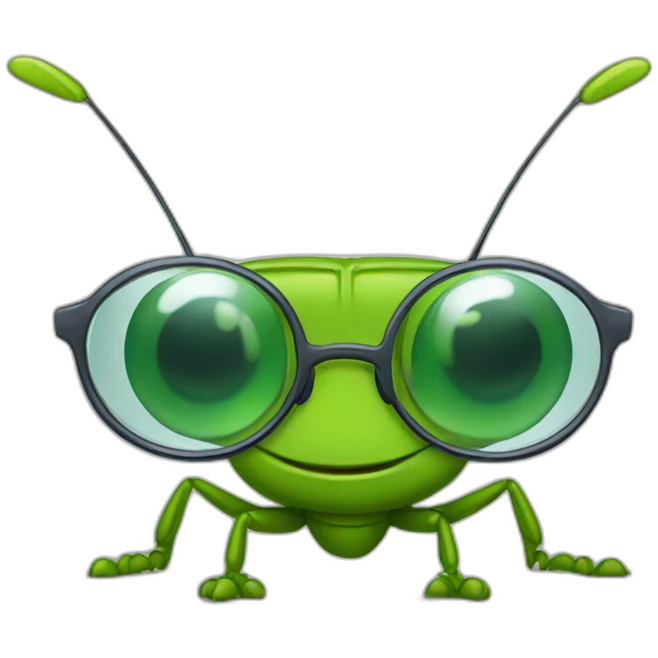 Cute grasshopper wearing a transparent glasses emoji