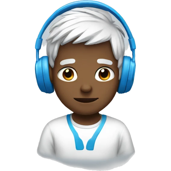 A boy with white hair with blue headphones emoji