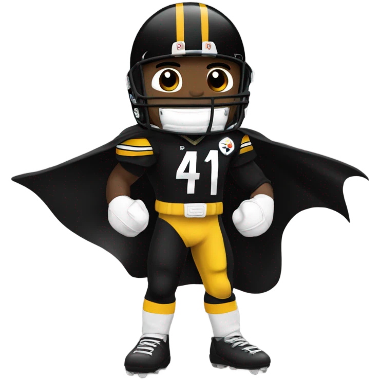 Pittsburgh Steelers player in uniform with black cape. emoji
