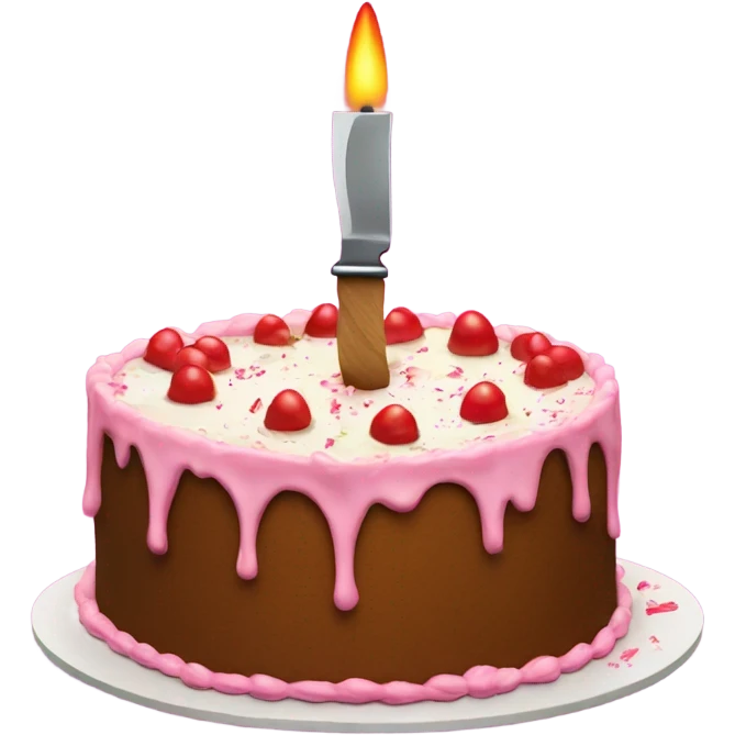 A birthday cake stabbed by a knife  emoji
