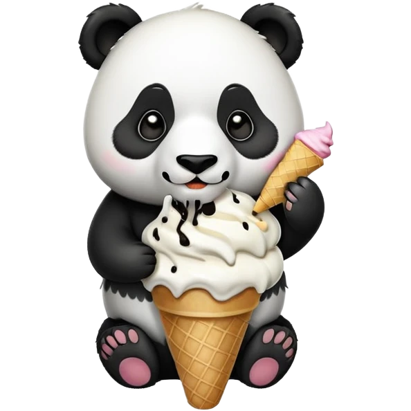 Panda eating ice cream emoji
