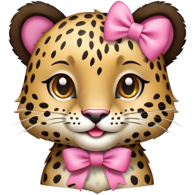 cute leopard with pink bow emoji