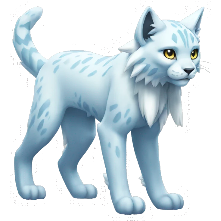 Ice-type Lynx-Fakemon full body emoji
