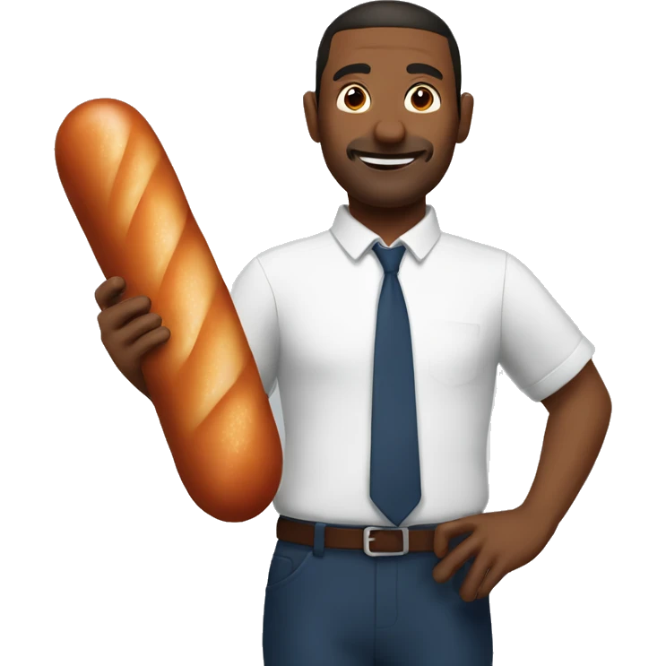 Man holding a big sausage emoji
