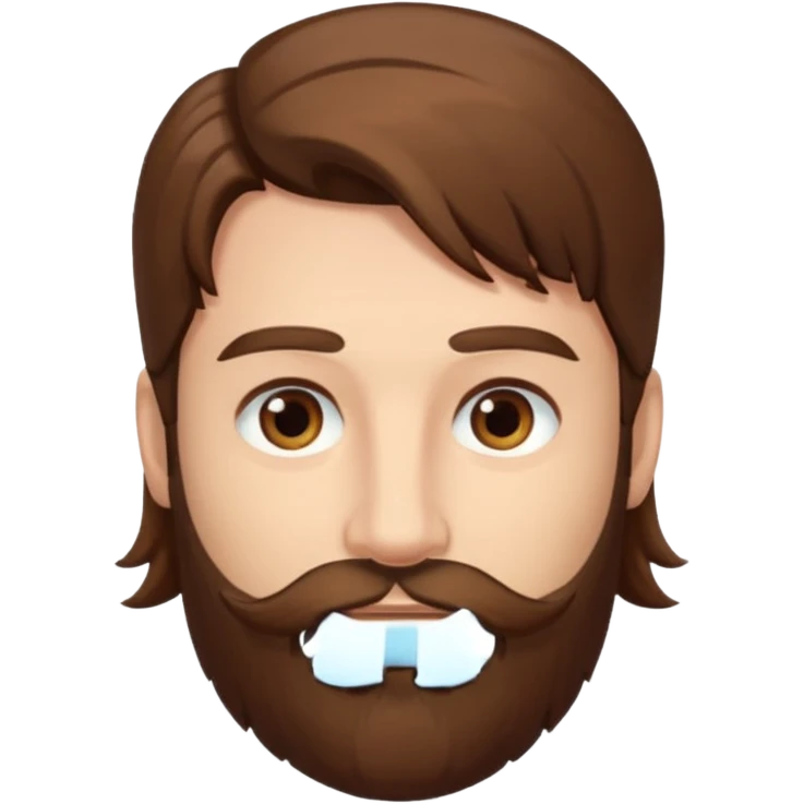 man with long brown hair, brown eyes, and 3-day beard stubble emoji