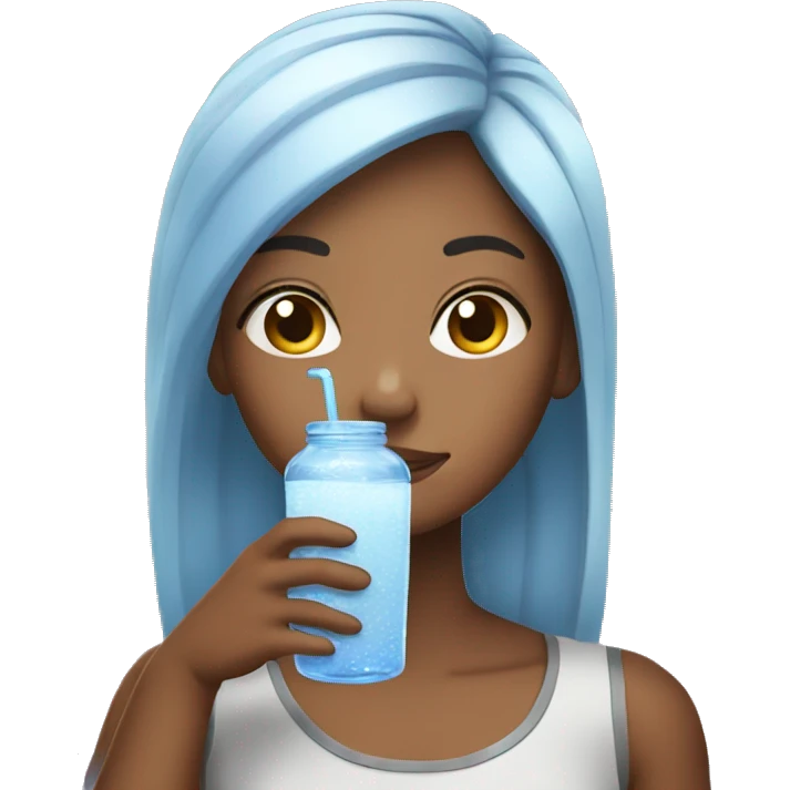 A girl drinking chia water  emoji