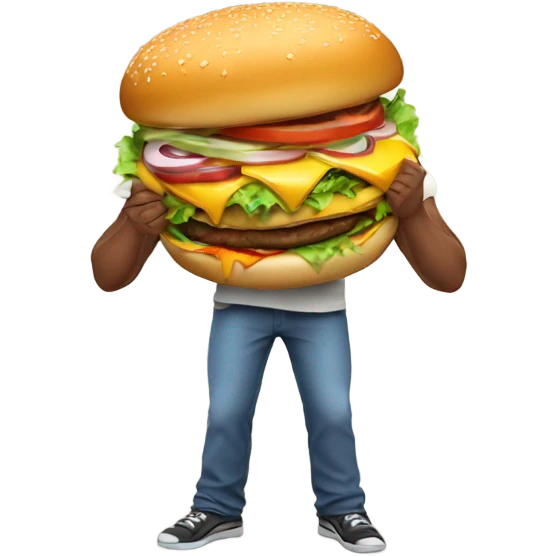 A big back indian eating a burger  emoji