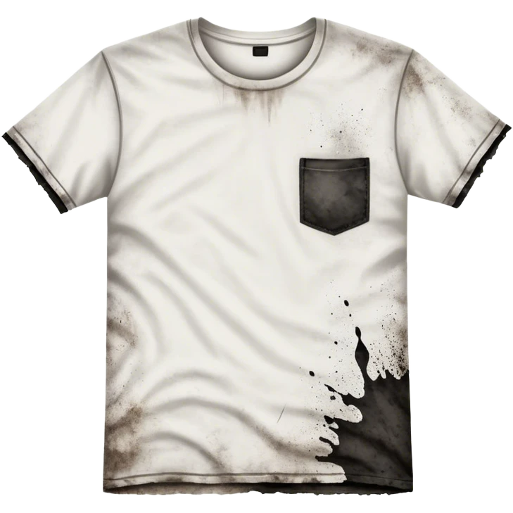 A white T-shirt heavily stained with black dirt and grime. The fabric is covered in dark smudges, making it look extremely dirty and worn out emoji