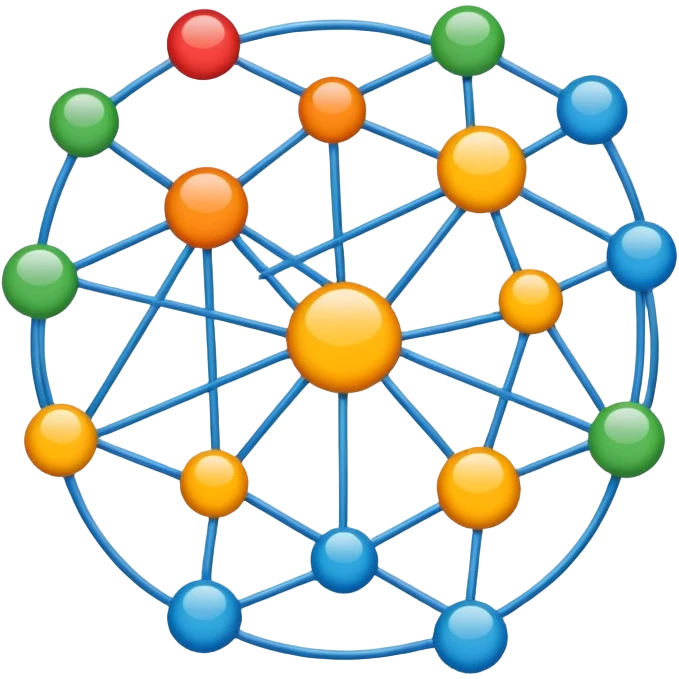 circular network with nodes as boxes at intersections emoji