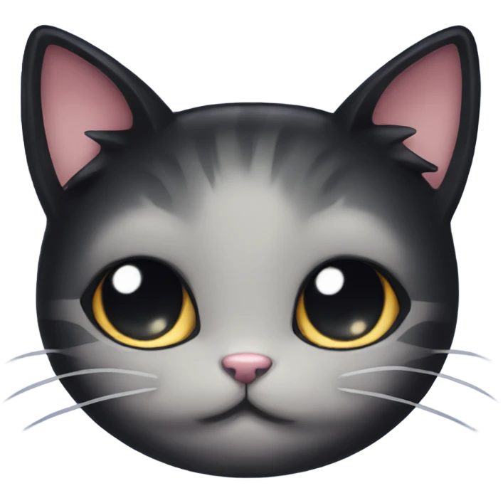 kawaii black cat with cute manga eyelashes and a bow on head emoji