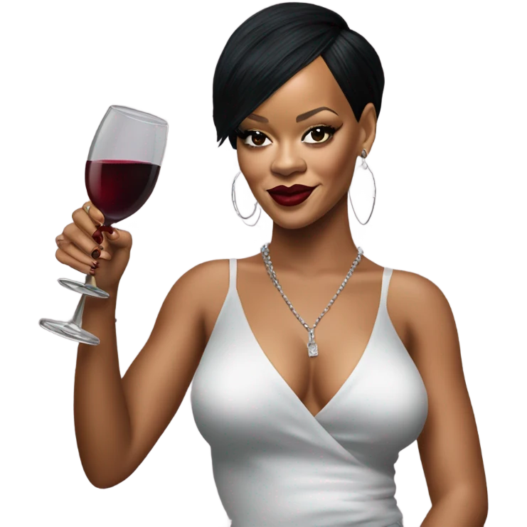 Photo Realistic Rihanna with wine glass emoji