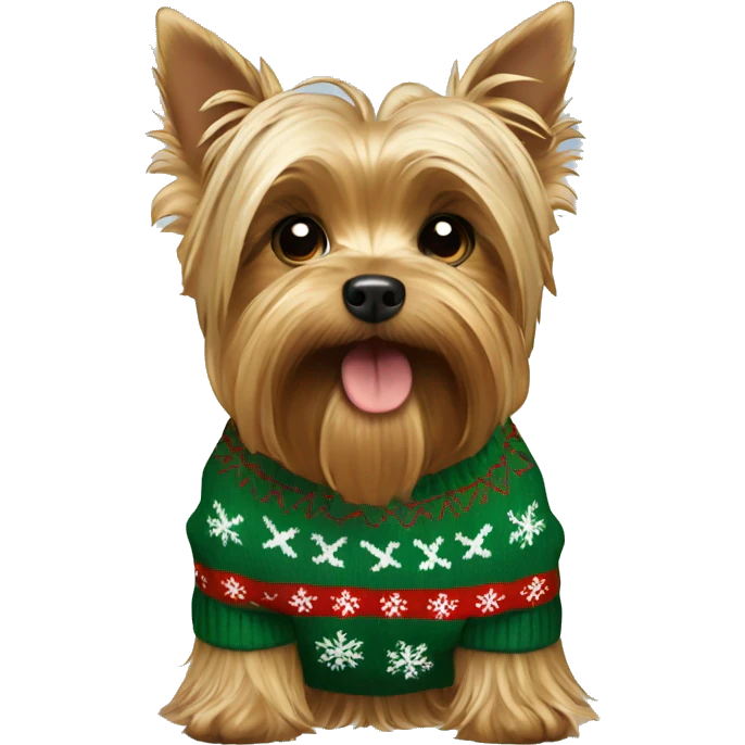 yorkshire terrier wearing christmas sweater emoji