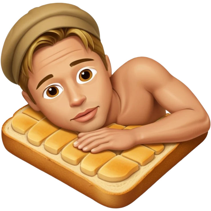 Brad Pitt lying on the piece of bread emoji