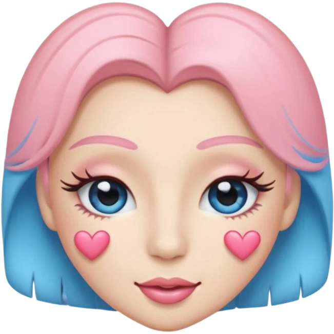 Coquette wink emoji, long eyelashes, heart-shaped blush, soft pastel pink and blue palette, glossy finish, transparent background



 emoji