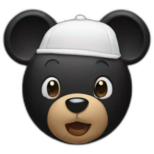 bear emoji wearing black mickey mouse ears emoji