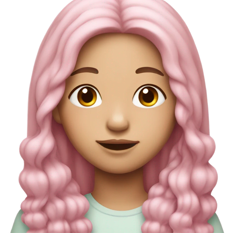 asian girl with long paste pink hair emoji