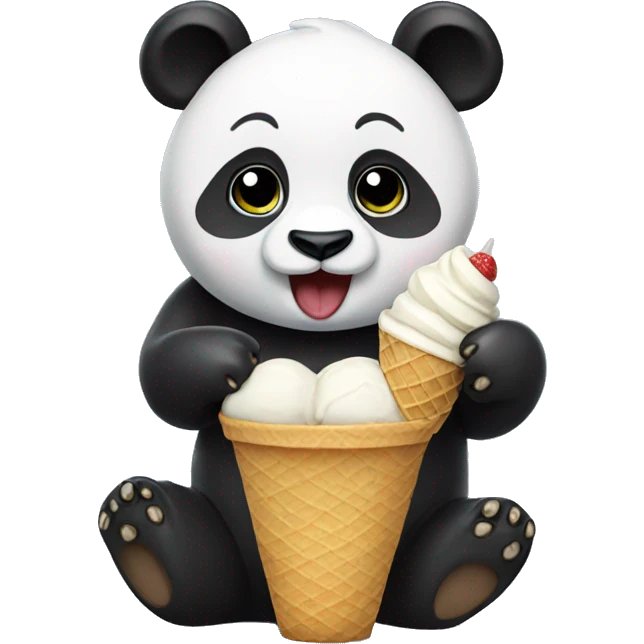 Panda eating ice cream emoji