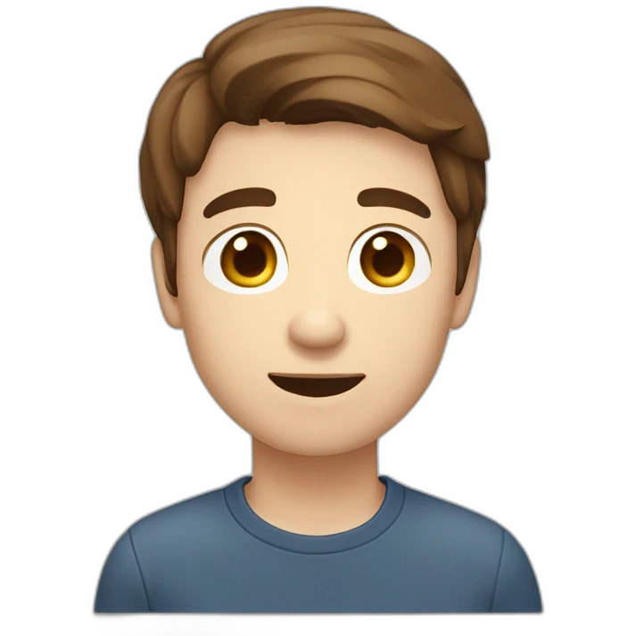 A 20 years Old boy with Brown hair saying “STOP” with his hand emoji