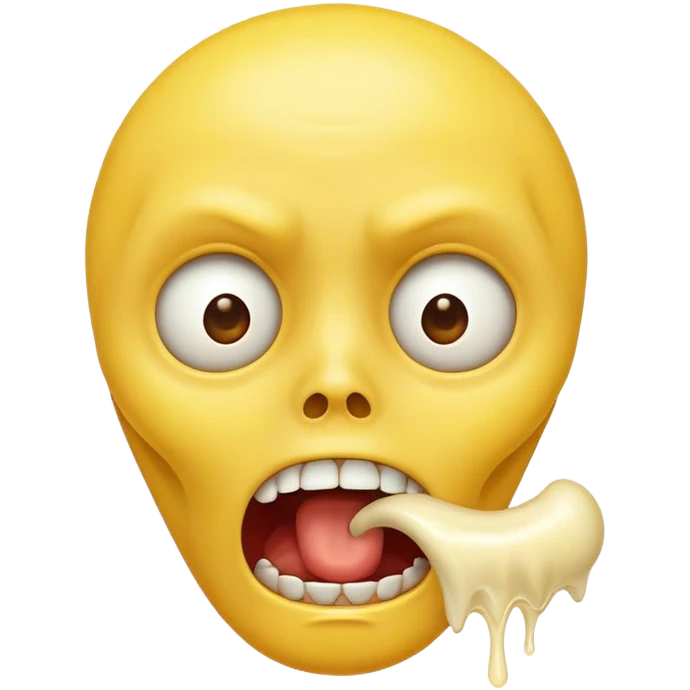 Gasping face emoji with yellow bone in its mouth emoji