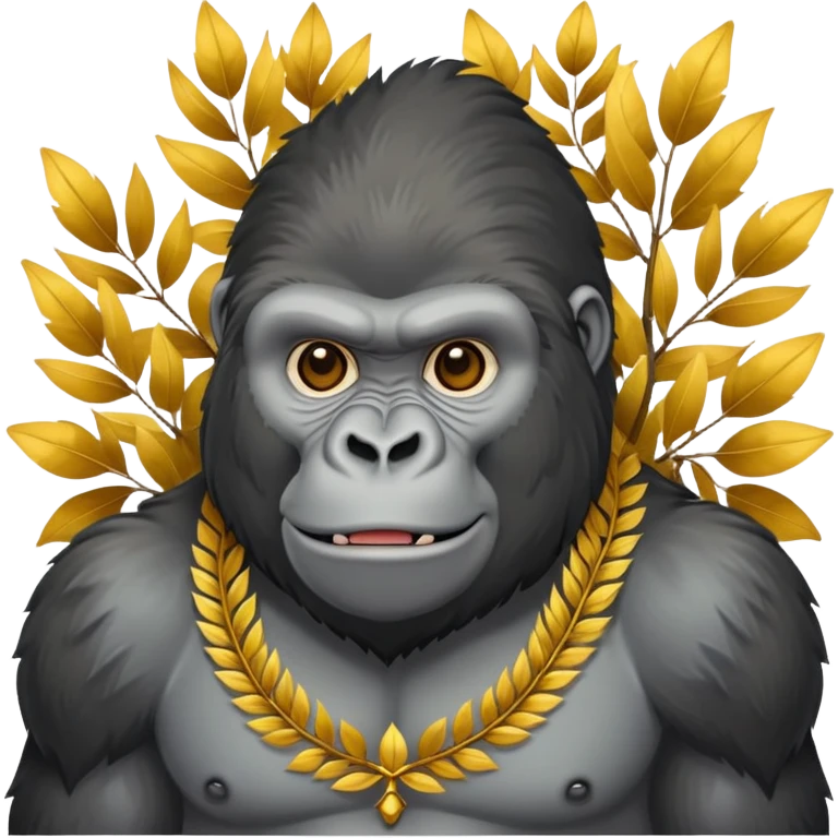 A gorilla wearing victory laurels emoji